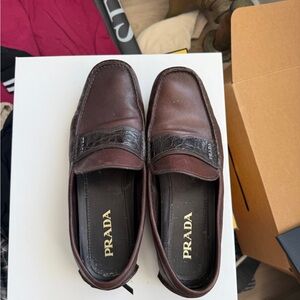 Prada Men's Dark Brown Leather Loafers